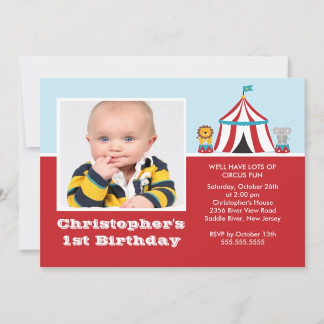 Inbjudan till CUTE Circus-Barns födelsedag-parten (Front)
