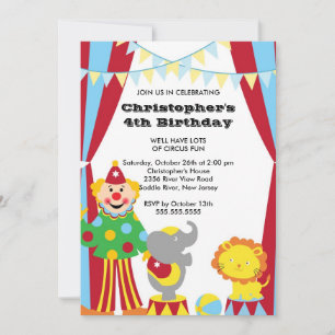 Inbjudan till CUTE Circus-Barns födelsedag-partiet