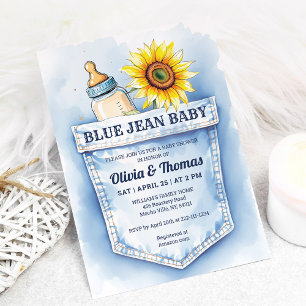 Inbjudan till Cute Denim Blue Jean Baby Shower