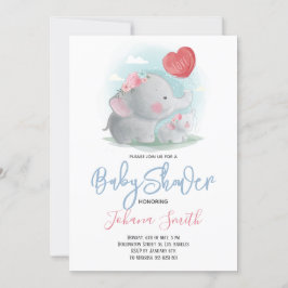 Inbjudan till Cute Elephant Mamma och Baby Shower