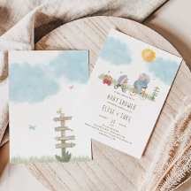 Inbjudan till Cute Elephant och Hedgehog Baby Show