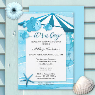 Inbjudan till Cute Fish Nautical Baby Shower