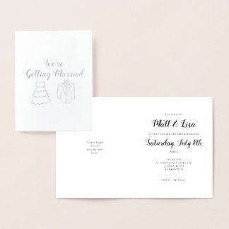 Inbjudan till Cute Foil Wedding Folierat Kort