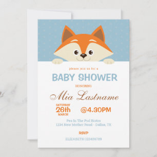 Inbjudan till Cute Fox Baby Shower