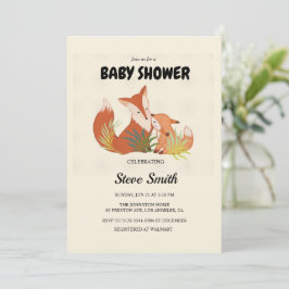 Inbjudan till Cute Fox Baby Shower - Woodland Them