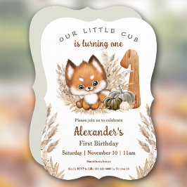 Inbjudan till Cute Fox Fall Boy första födelsedage