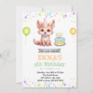 Inbjudan till Cute fox-födelsedagskalender