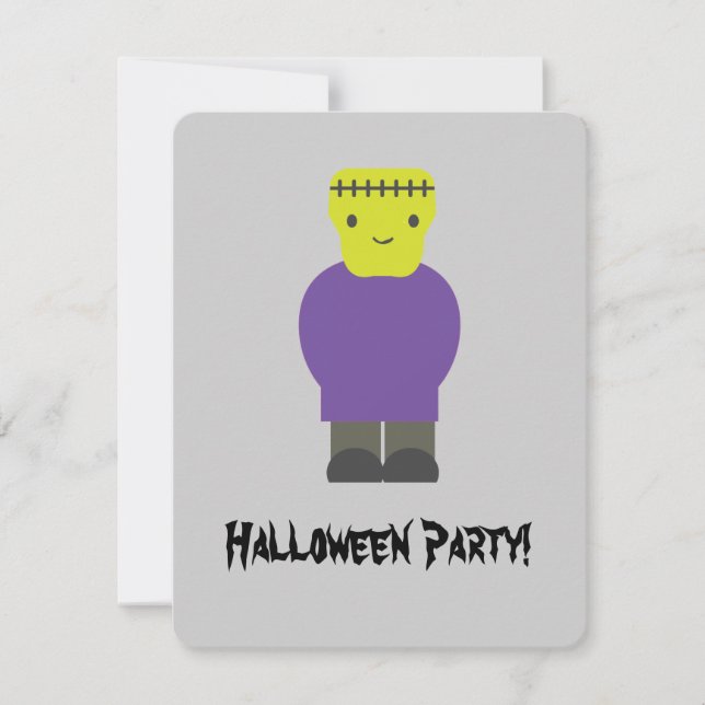 Inbjudan till Cute Frankenstein Halloween fest (Framsida)