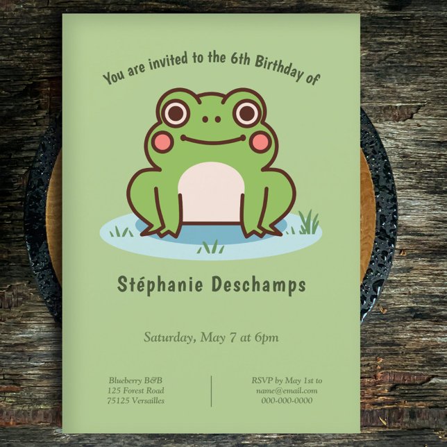 Inbjudan till Cute Frog Birthday (Cute Frog Birthday Invitation)