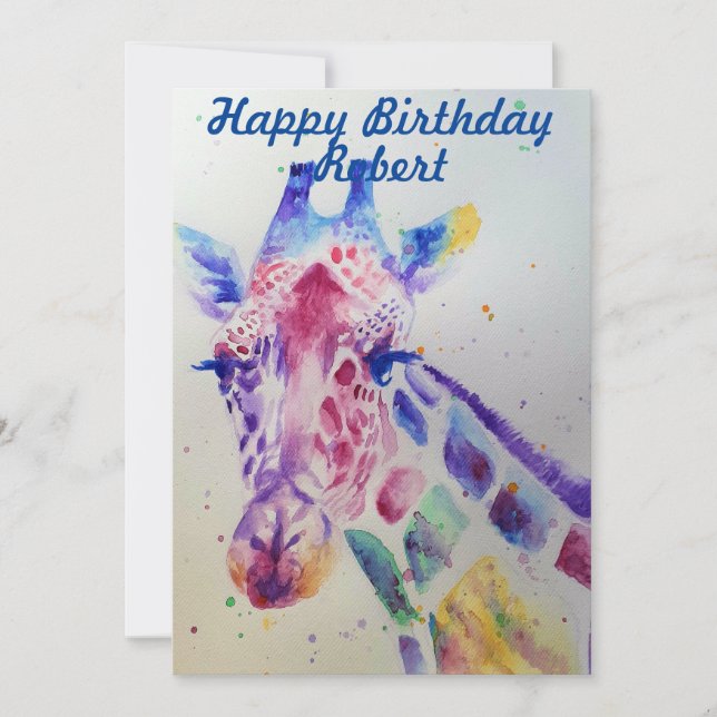 Inbjudan till Cute Giraffe Zoo Animal Birthday Bar (Framsida)