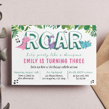 Inbjudan till Cute Girl Dinosaur Birthday