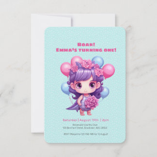 Inbjudan till Cute Girl Dinosaur Birthday