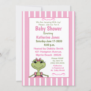 Inbjudan till Cute Girl Frog Baby Shower