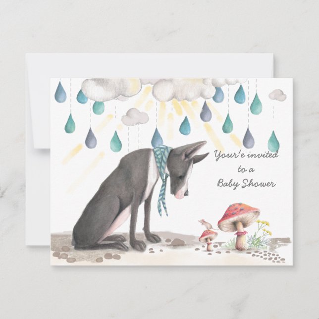 Inbjudan till Cute great dane och babydusch till m (Framsida)