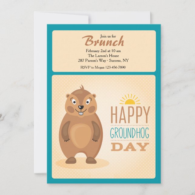 Inbjudan till Cute Groundhog Day (Framsida)
