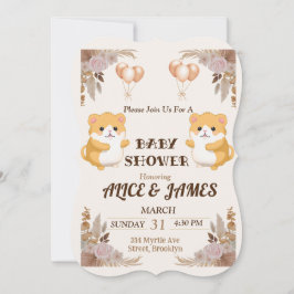 Inbjudan till Cute Hamster Watercolor Baby Shower