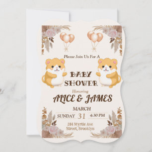 Inbjudan till Cute Hamster Watercolor Baby Shower