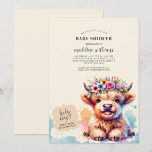 Inbjudan till Cute Highland Cow Baby Shower