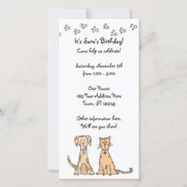 Inbjudan till Cute Hund och Cat Birthday