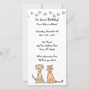 Inbjudan till Cute Hund och Cat Birthday