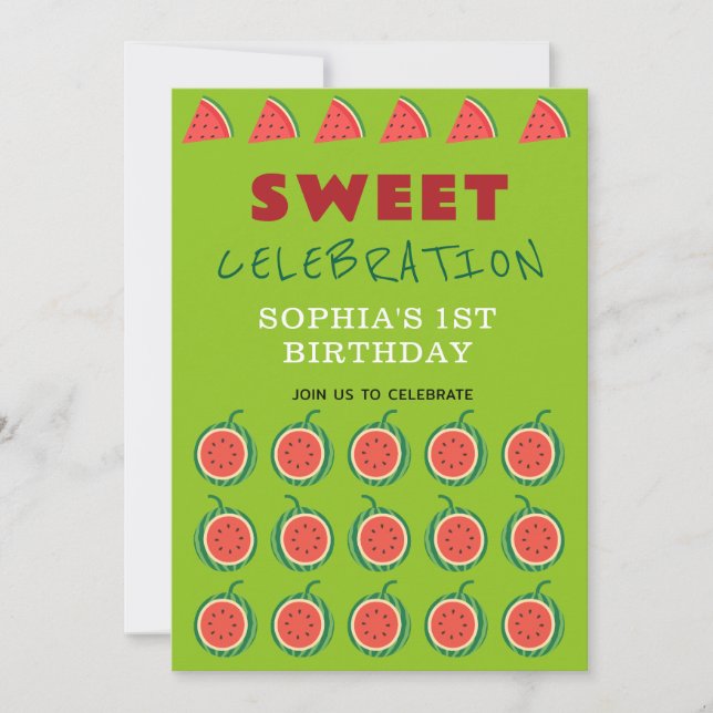 Inbjudan till Cute & Juicy Watermelon-tema (Framsida)