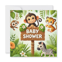 Inbjudan till Cute Jungle Baby Shower