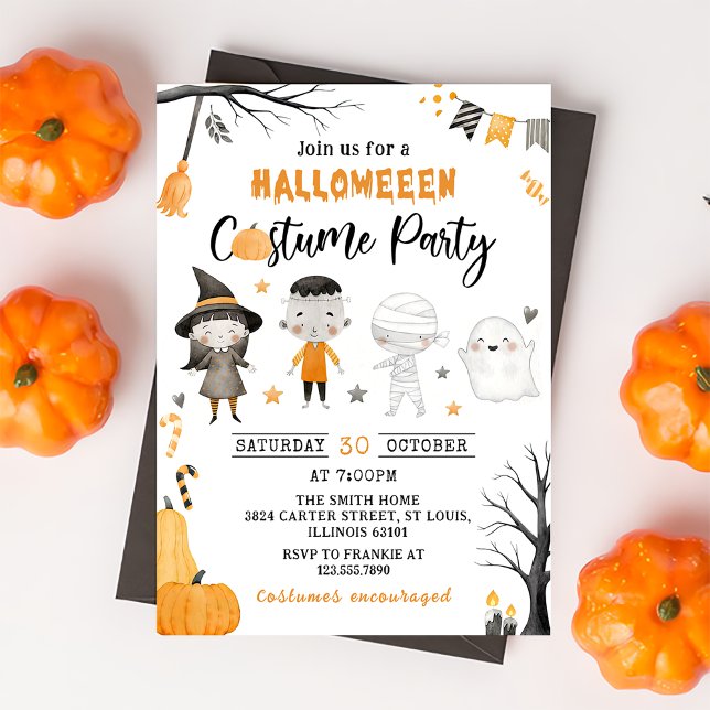 Inbjudan till Cute Kids Costume Halloween fest (Skapare uppladdad)