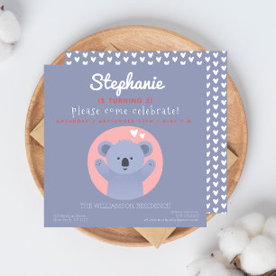 Inbjudan till Cute Koala Bear Barns födelsedag-par