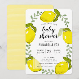 Inbjudan till Cute Lemon Citrus White Baby Shower