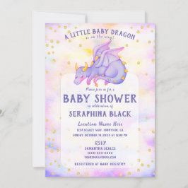 Inbjudan till Cute Lila Dragon Baby Shower