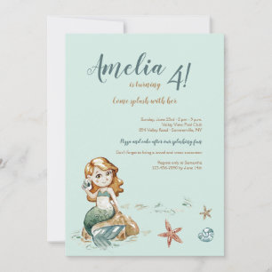 Inbjudan till Cute Little Sjöjungfru