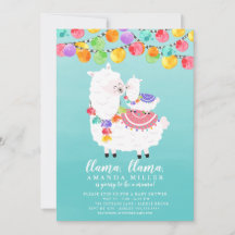 Inbjudan till Cute Llama Mamma Baby Shower