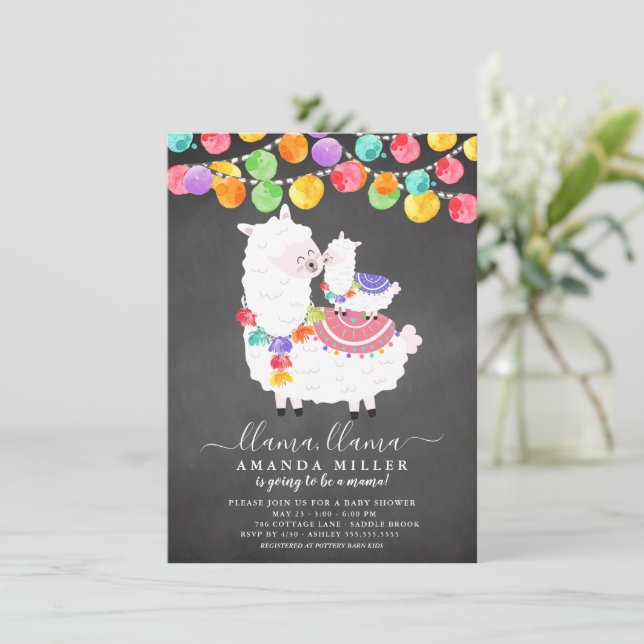 Inbjudan till Cute Llama Mamma Baby Shower (Stående Fram)