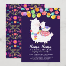 Inbjudan till Cute Llama Mamma Baby Shower