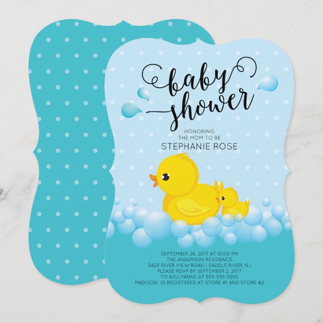 Inbjudan till Cute Mamma Anka & Baby Shower (Fram/baksida)