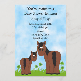 Inbjudan till Cute Mare and Foal Horse Baby Shower