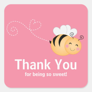 Inbjudan till Cute Modern Baby Bee Baby Shower Fyrkantigt Klistermärke