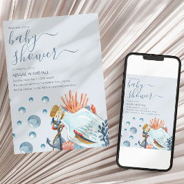 Inbjudan till Cute Nautical Watercolor Baby Shower
