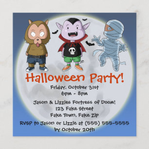 Inbjudan till Cute och Roligt Monsters Halloween f