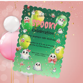 Inbjudan till Cute Pastel Spooky Ghos Barns födels