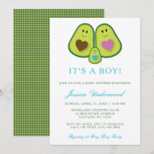 Inbjudan till Cute Play Avocado Boy Baby Shower