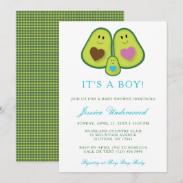 Inbjudan till Cute Play Avocado Boy Baby Shower