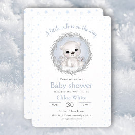 Inbjudan till Cute Polar Bear Boy White Baby Showe