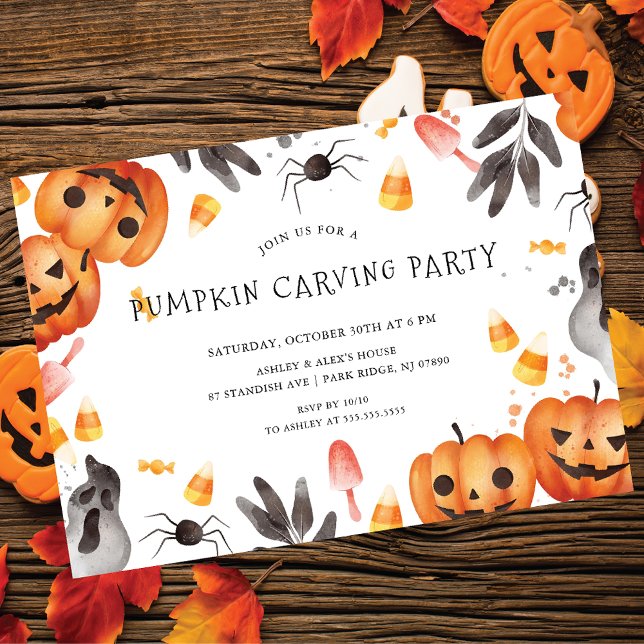 Inbjudan till Cute Pumpkin Carving Halloween fest (Skapare uppladdad)