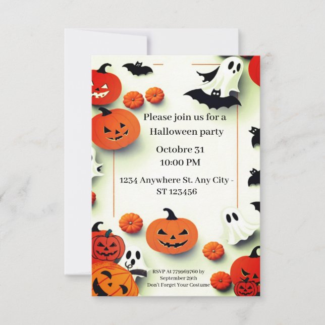 Inbjudan till Cute pumpor Halloween fest (Framsida)