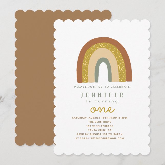 Inbjudan till Cute Rainbow Baby Shower (Fram/baksida)