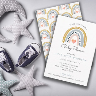 Inbjudan till Cute Rainbow Watercolor Boy Baby Sho