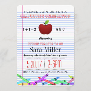 Inbjudan till Cute Red Apple Teacher Studenten