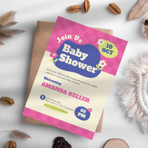 Inbjudan till Cute Rosa Baby Shower