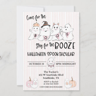 Inbjudan till Cute Rosa Ghost Boos Halloween fest